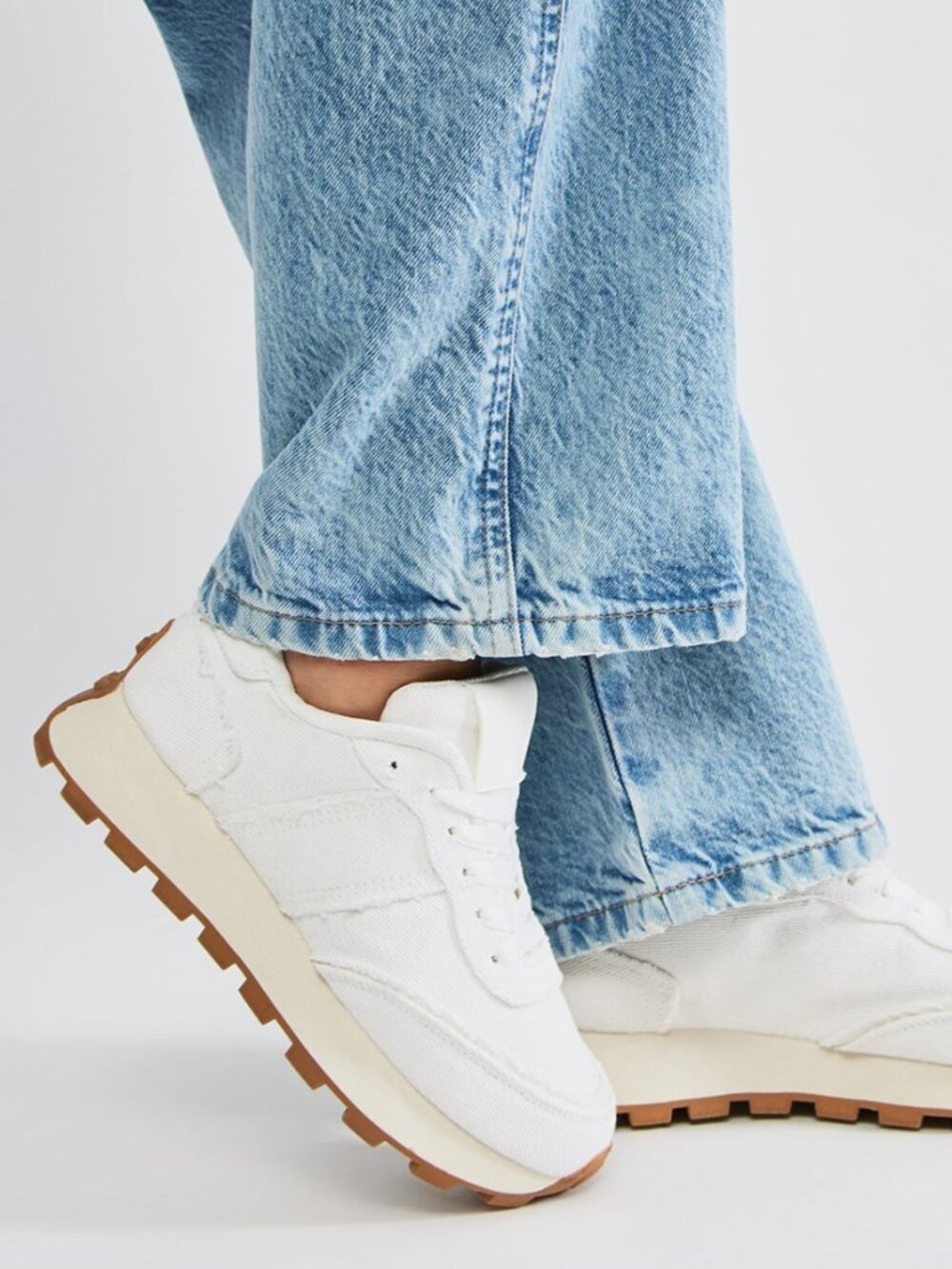 Fashion Nova 9.5 White Cream Platform Kalia Denim Sneakers Casual Tennis Shoes
